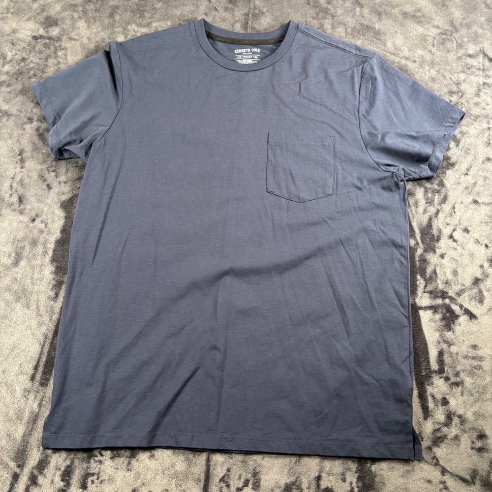 Kenneth Cole Pocket Tee Mens Small Navy Blue Short Sleeve Cotton Stretch T-Shirt